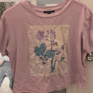 Pink and purple flower crop top